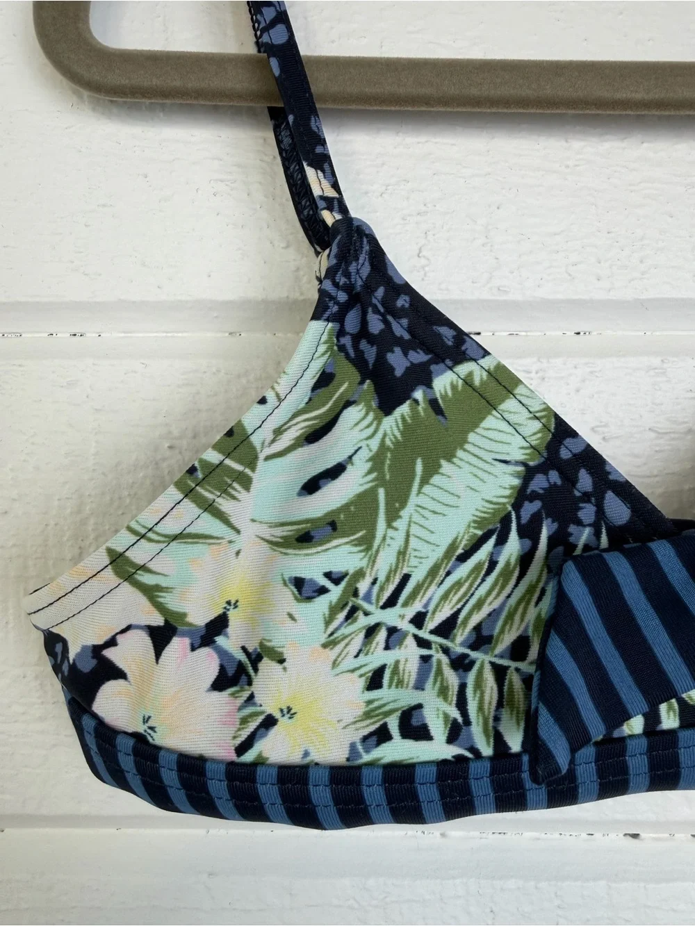 Roxy Girls Navy Blue Floral & Stripe Bikini Top